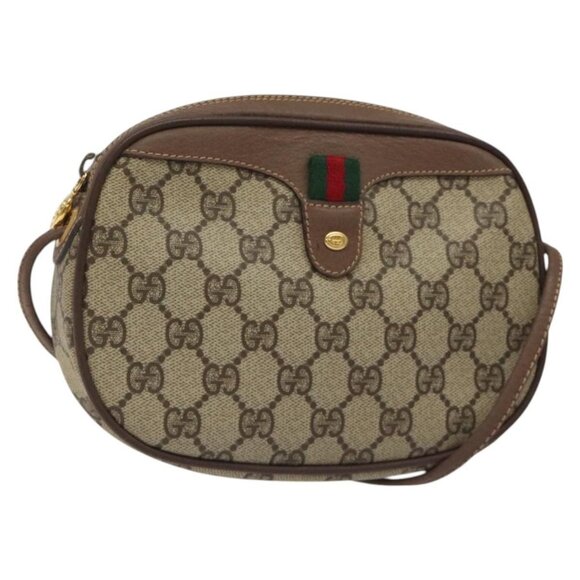 GUCCI GG Supreme Web Sherry Line Shoulder Bag PVC Beige Auth - Picture 1 of 16